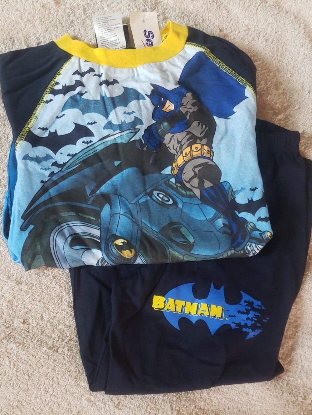 DC Comics Boys Batman Blue And Yellow Pajama Set